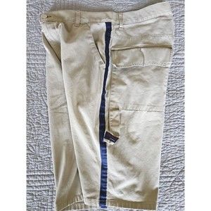 Vtg Y2K Tommy Hilfiger Jeans Sz 34 Khaki Carpenter Shorts Beige Blue Side Stripe